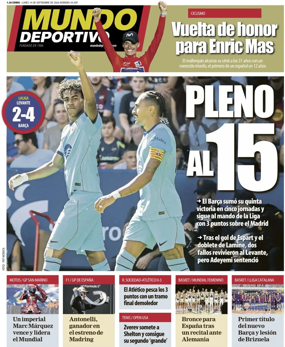 Mundo Deportivo (Spagna), prima pagina