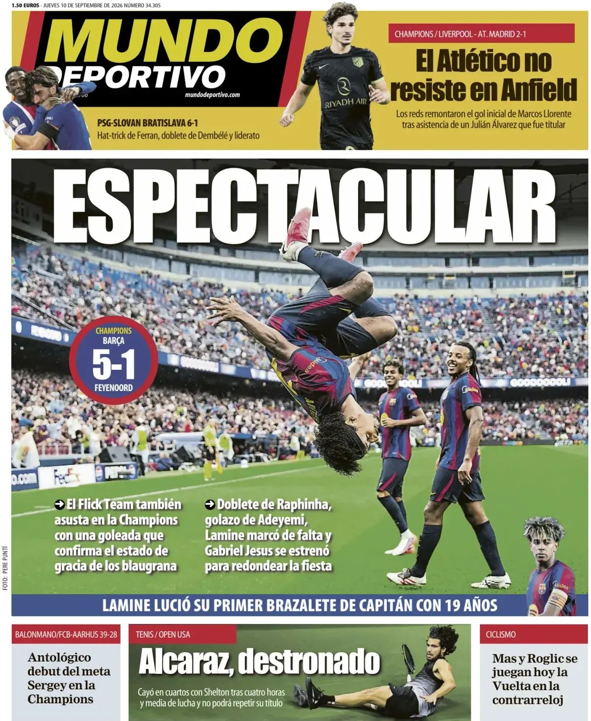Mundo Deportivo (Spagna), prima pagina