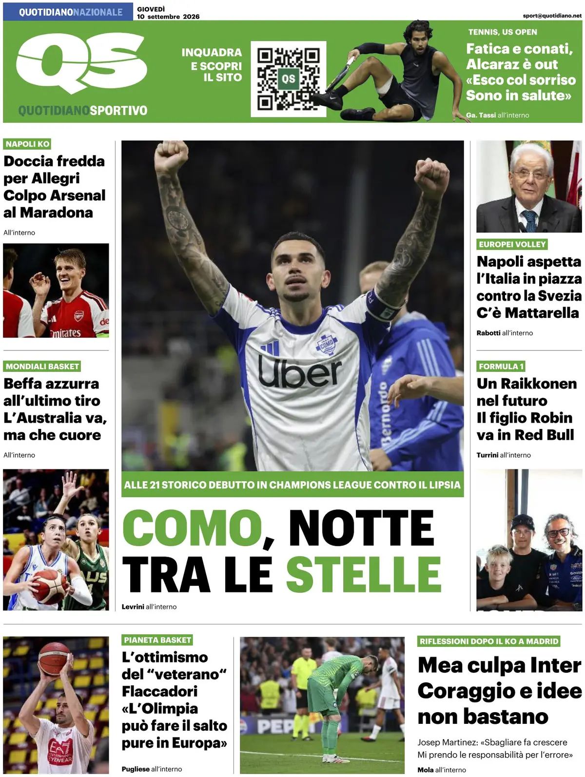 QS Sport, prima pagina