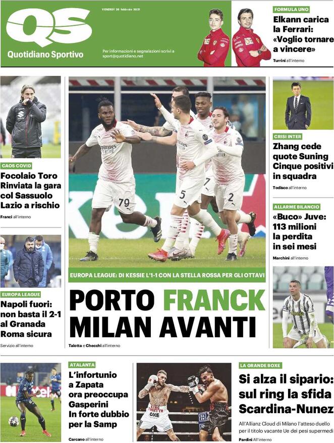 QS Sport, prima pagina