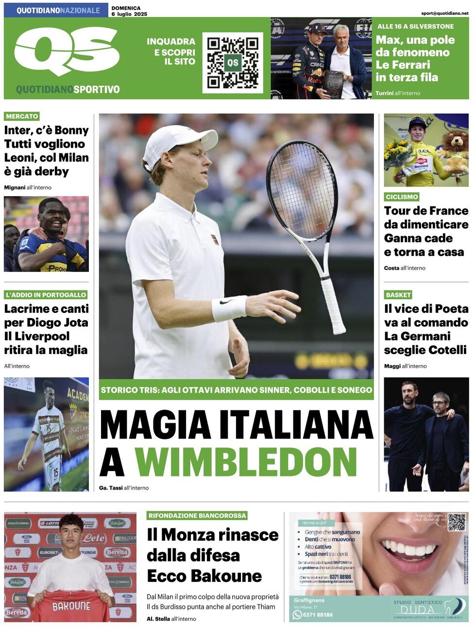 QS Sport, prima pagina