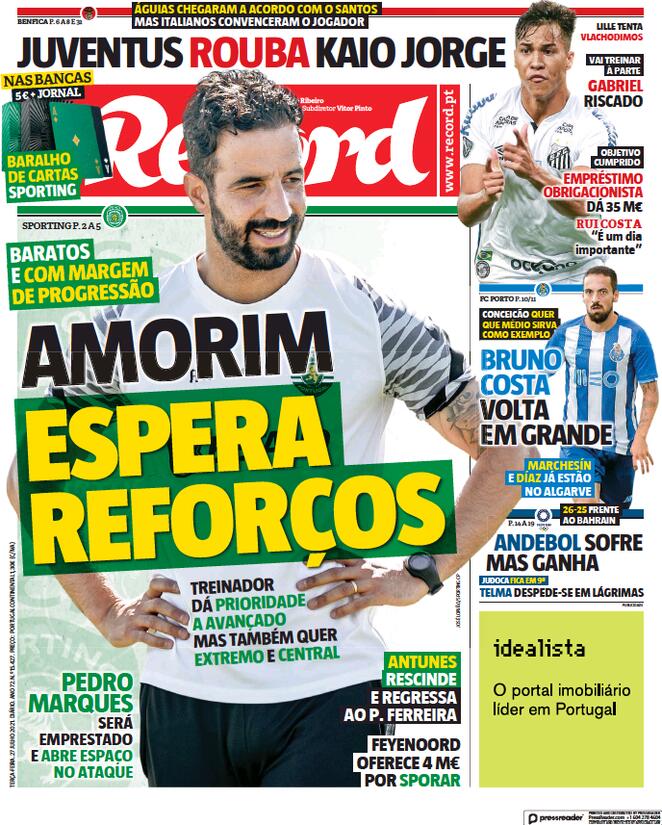 Record (Portogallo), prima pagina
