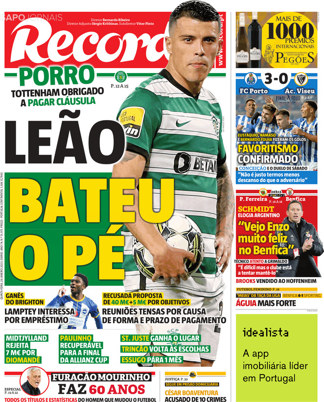 Record (Portogallo), prima pagina