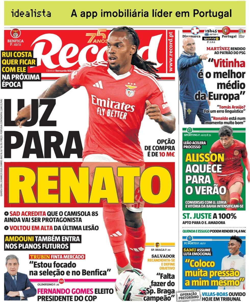 Record (Portogallo), prima pagina