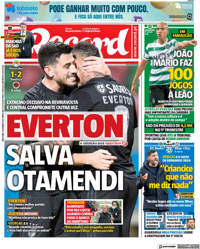 Record (Portogallo), prima pagina