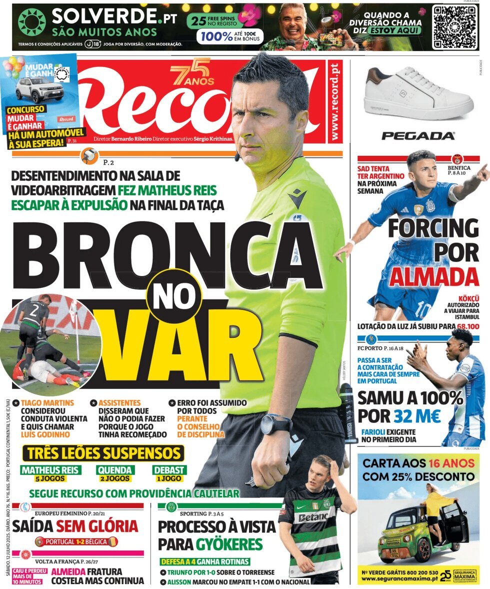 Record (Portogallo), prima pagina