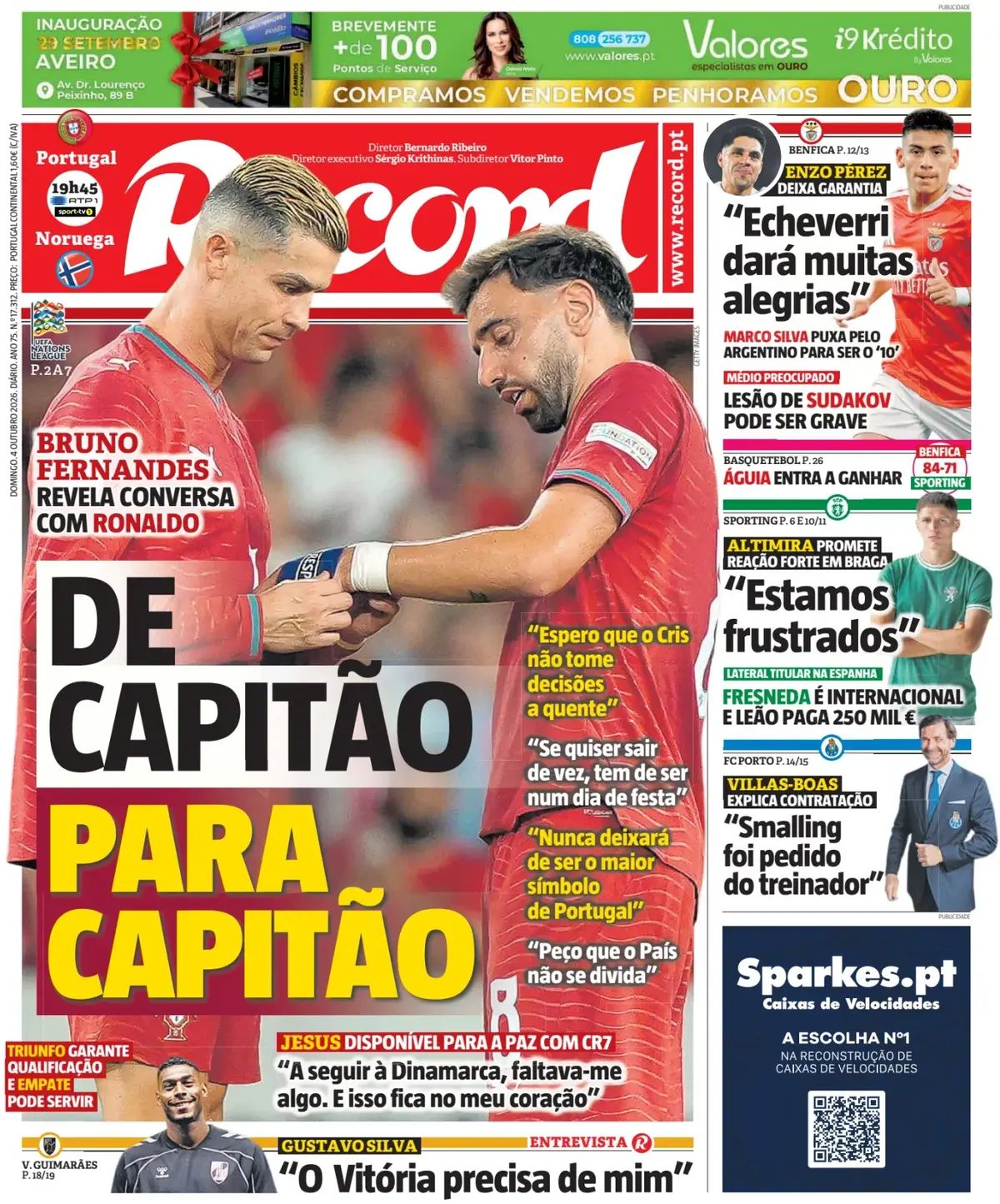 Record (Portogallo), prima pagina