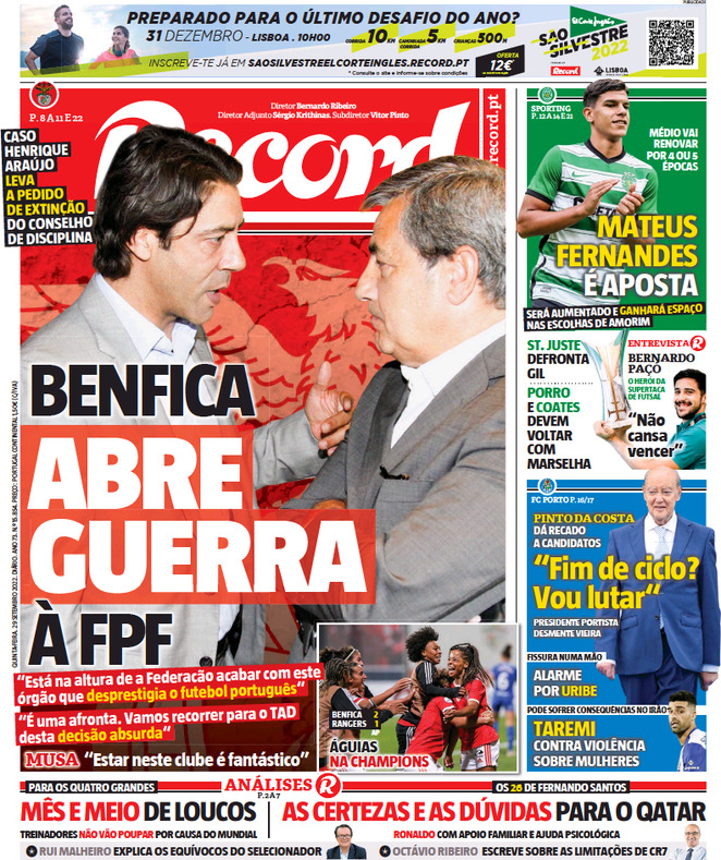 Record (Portogallo), prima pagina