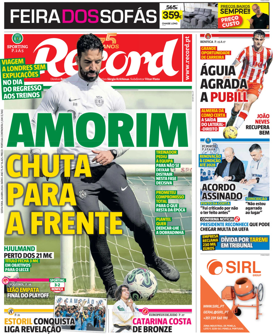 Record (Portogallo), prima pagina