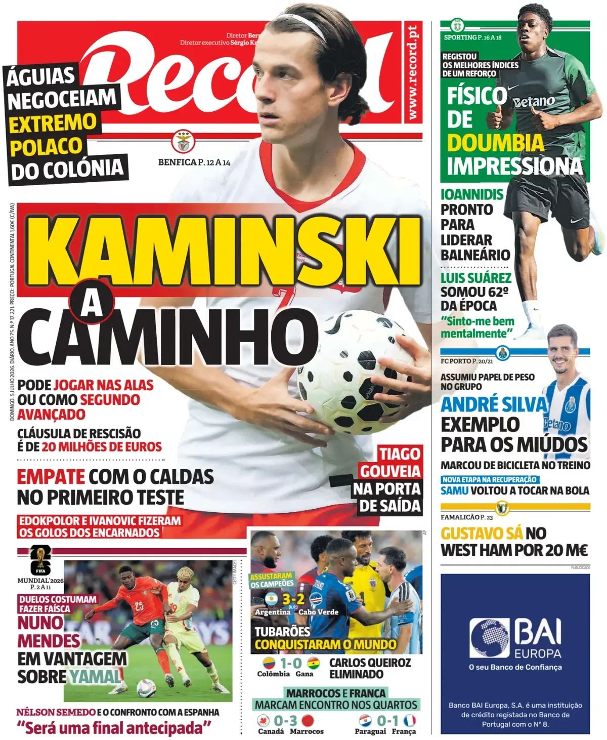 Record (Portogallo), prima pagina