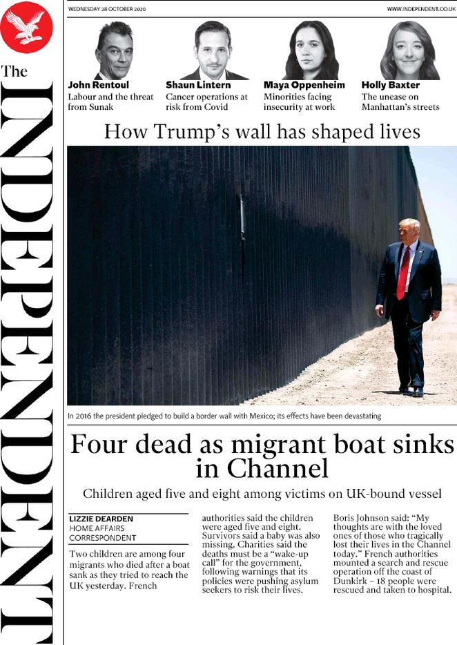 The Independent (UK), prima pagina