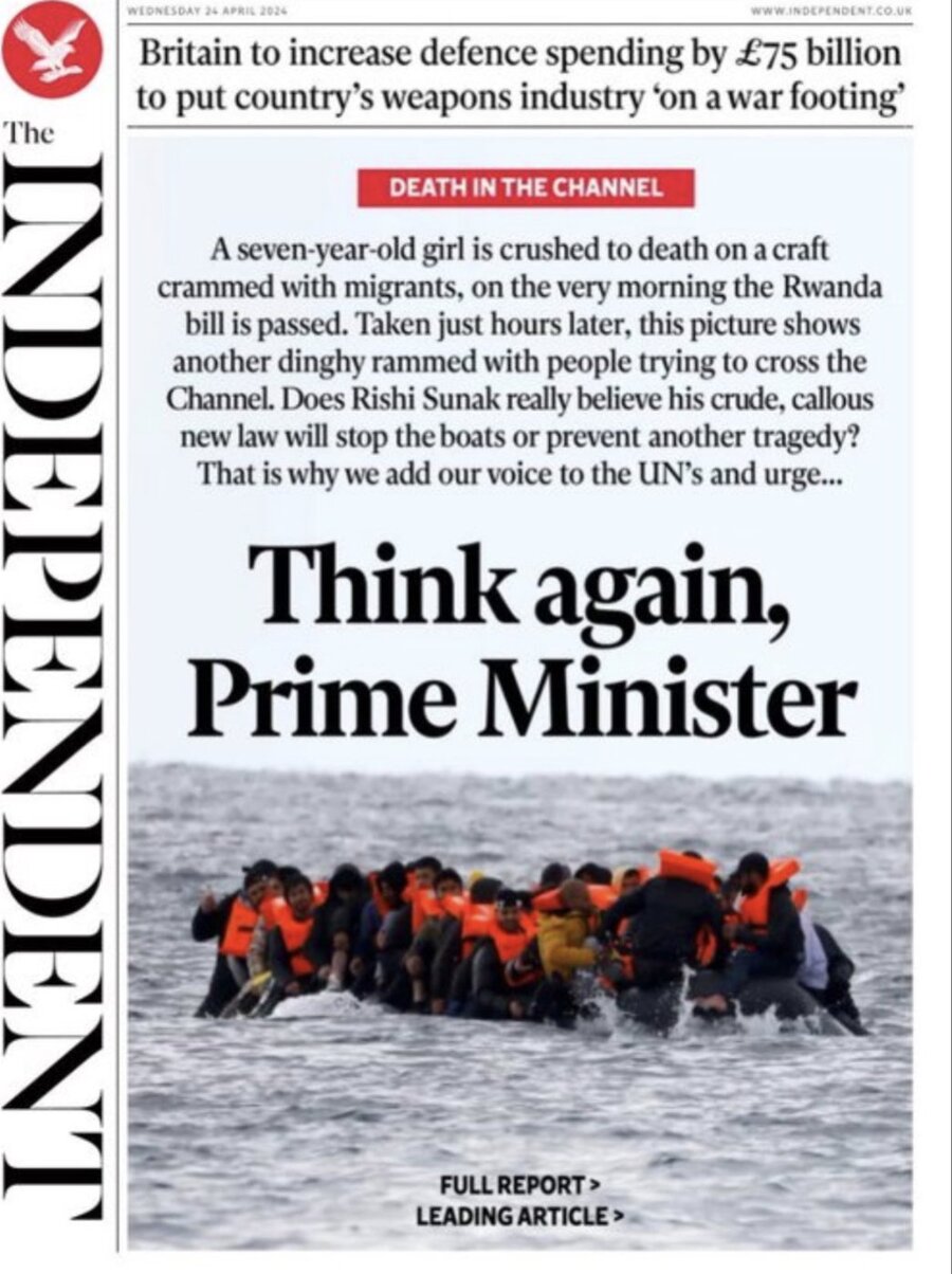 The Independent (UK), prima pagina