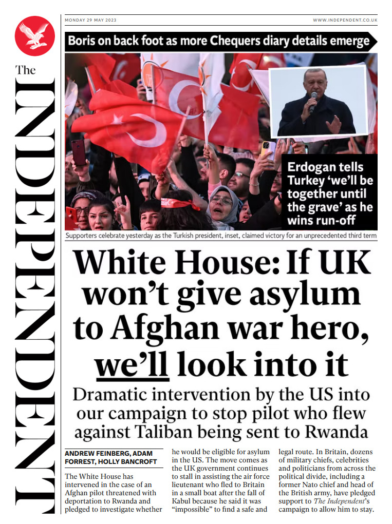 The Independent (UK), prima pagina