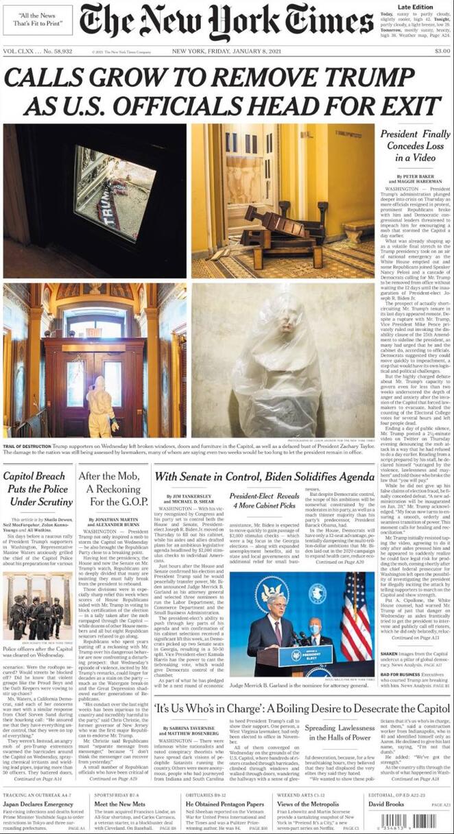 The New York Times (USA), prima pagina