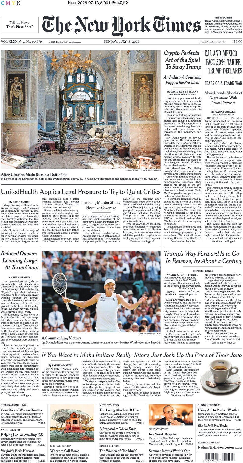 The New York Times (USA), prima pagina