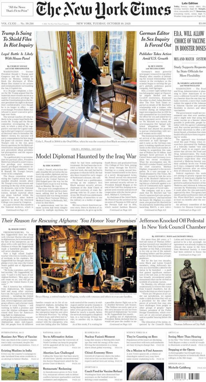 The New York Times (USA), prima pagina