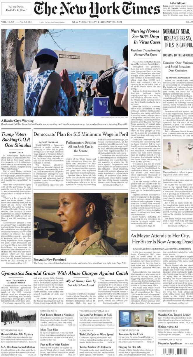 The New York Times (USA), prima pagina