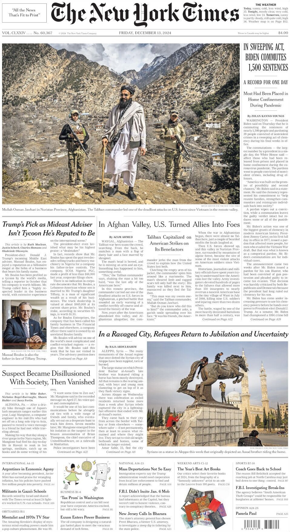 The New York Times (USA), prima pagina