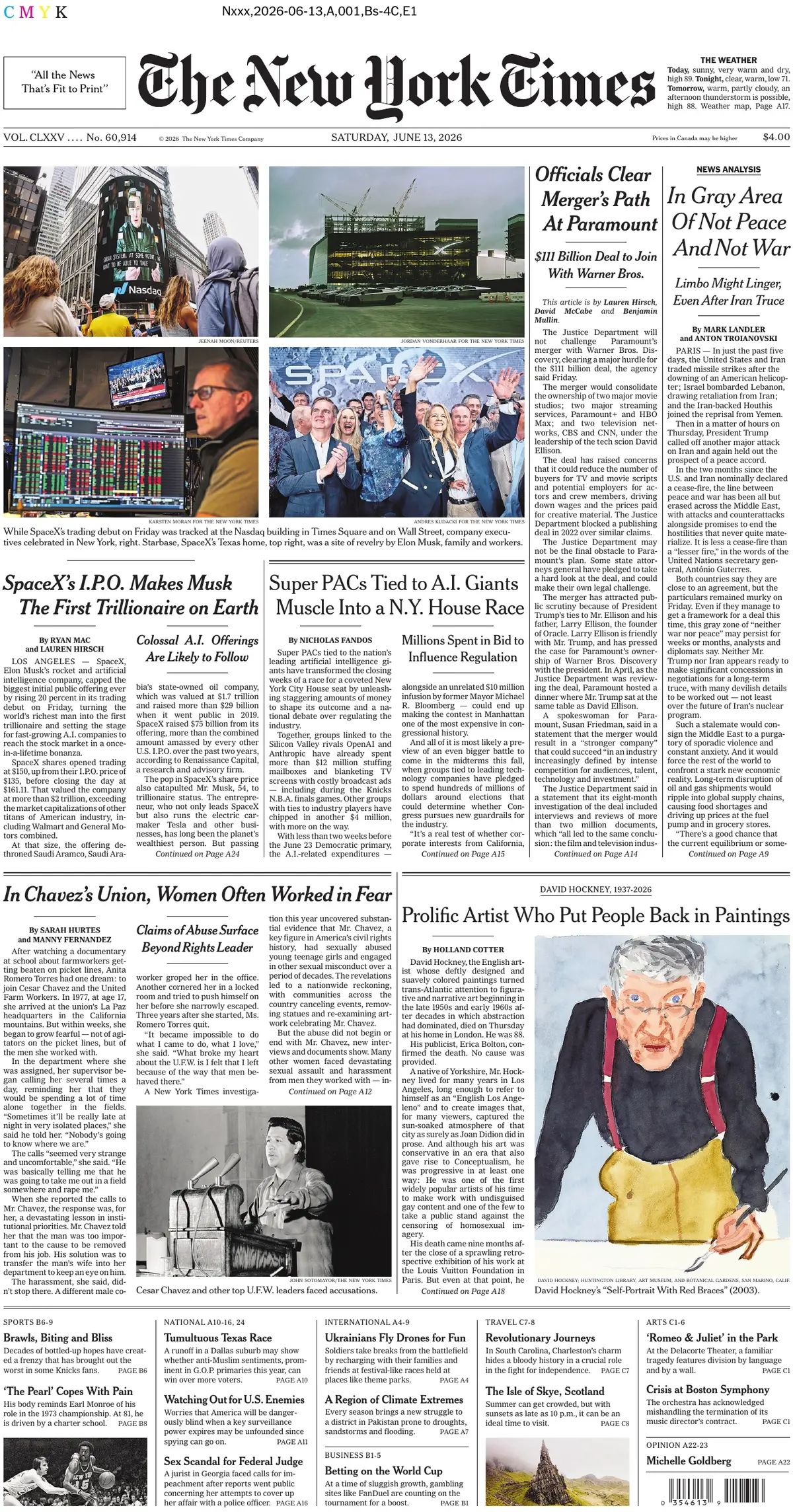 The New York Times (USA), prima pagina