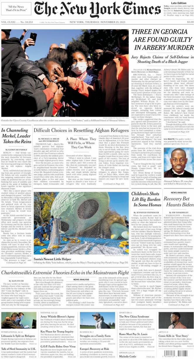 The New York Times (USA), prima pagina