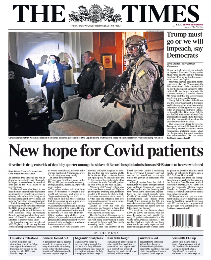 The Times (UK), prima pagina