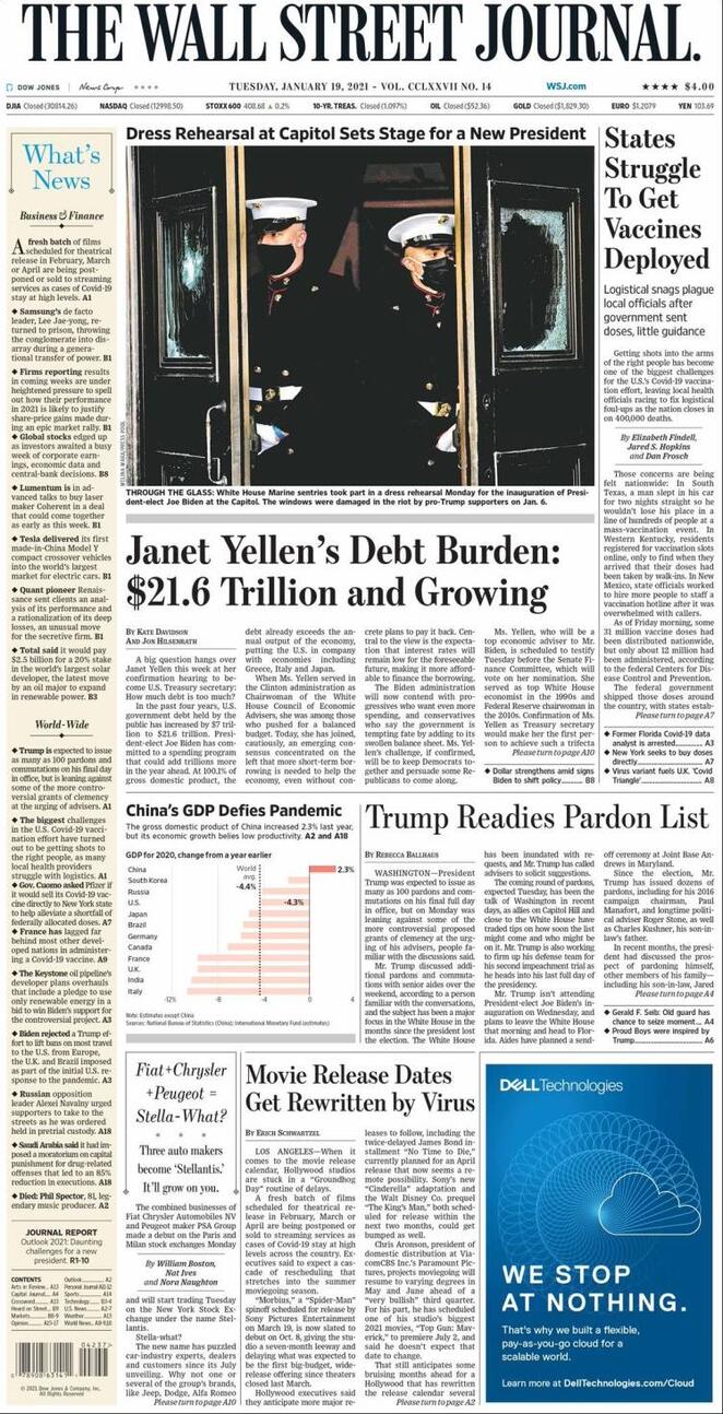 The Wall Street Journal (USA), prima pagina
