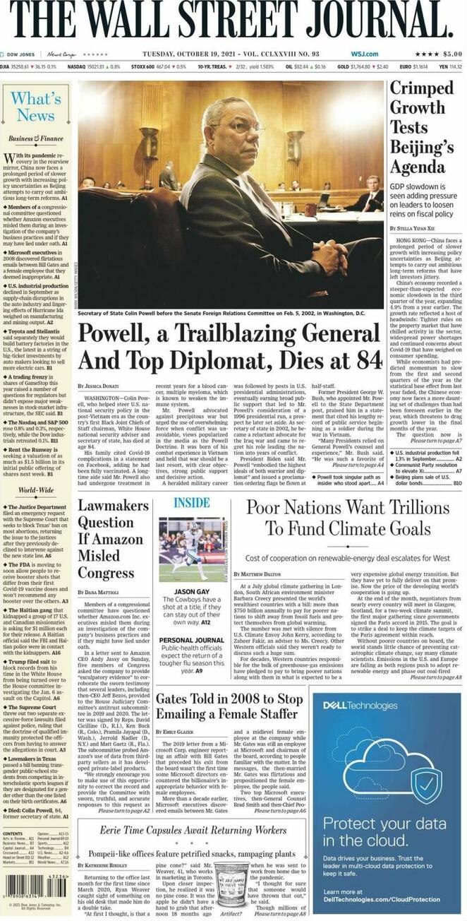 The Wall Street Journal (USA), prima pagina