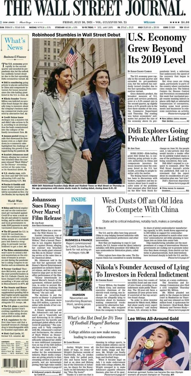 The Wall Street Journal (USA), prima pagina