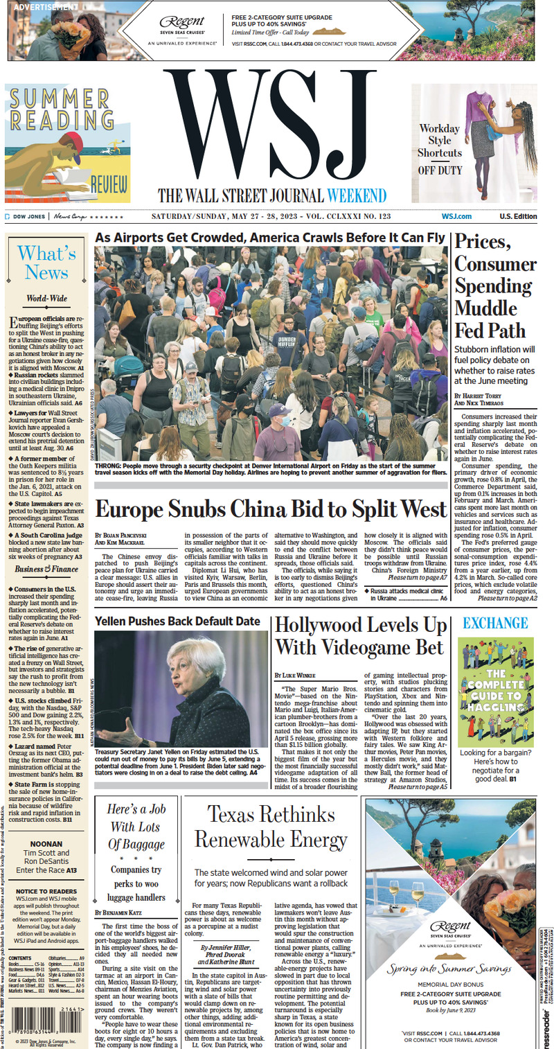 The Wall Street Journal (USA), prima pagina