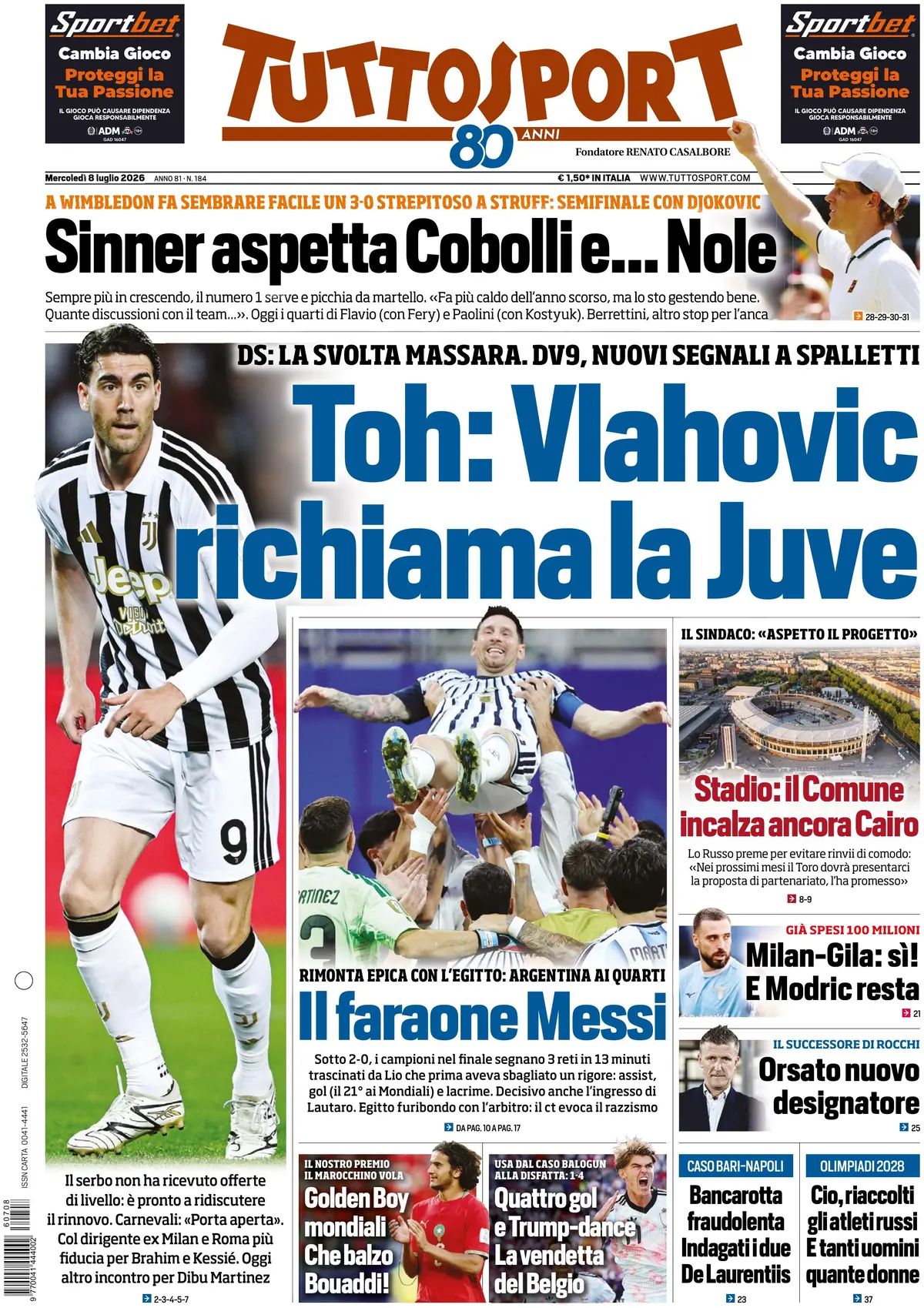 Tuttosport, prima pagina