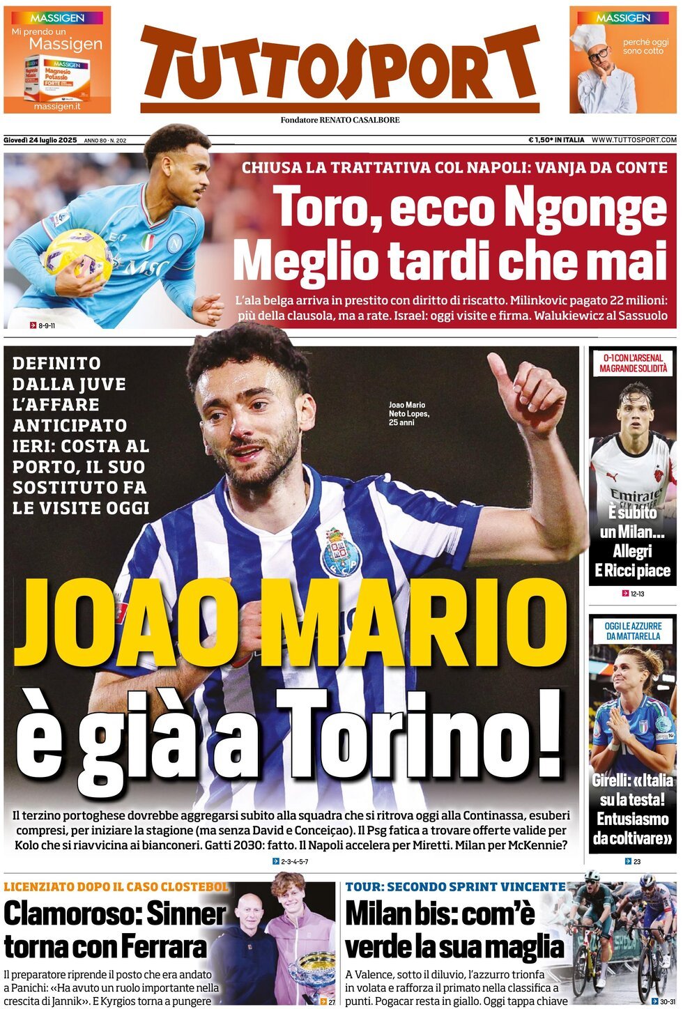 Tuttosport, prima pagina