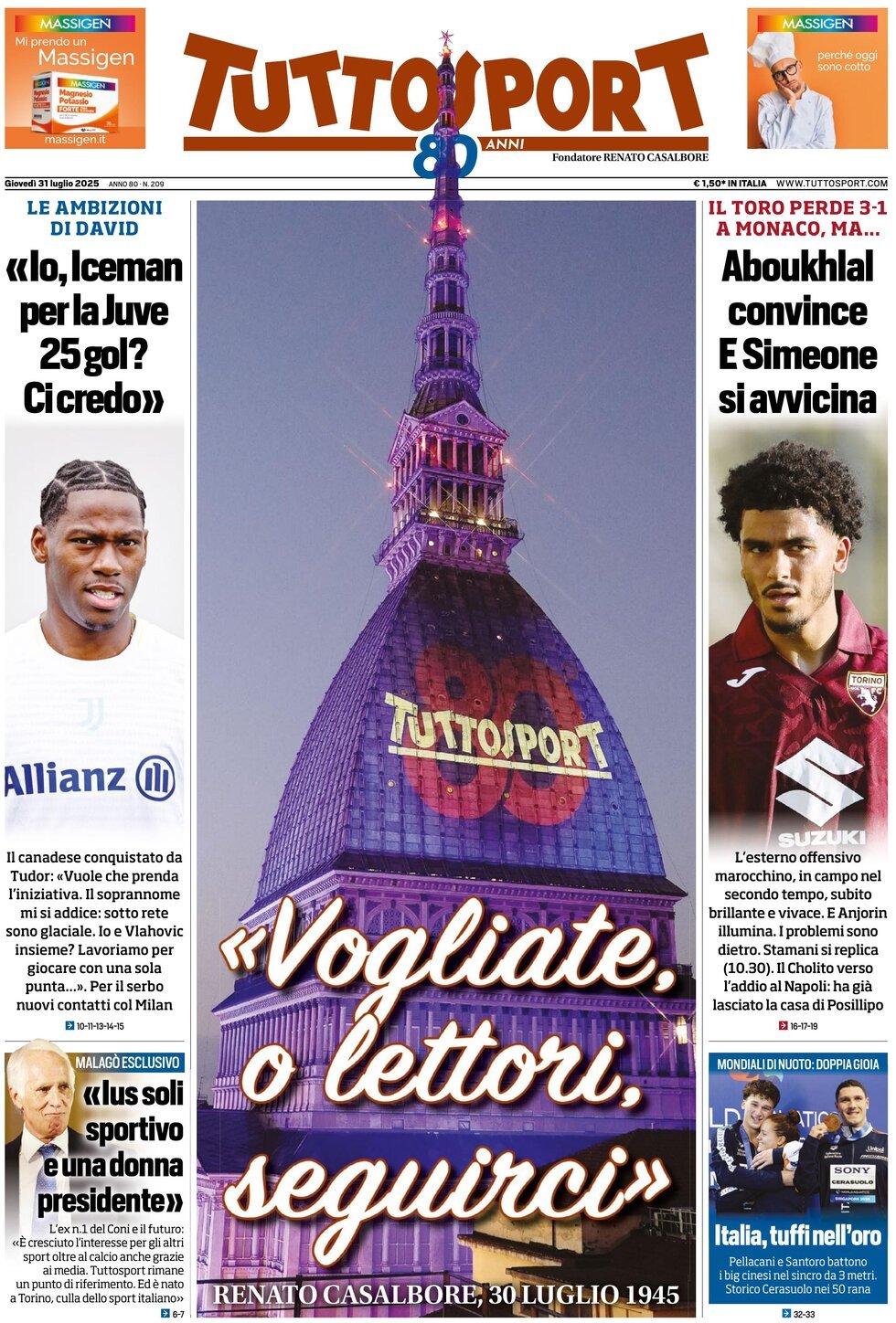 Tuttosport, prima pagina