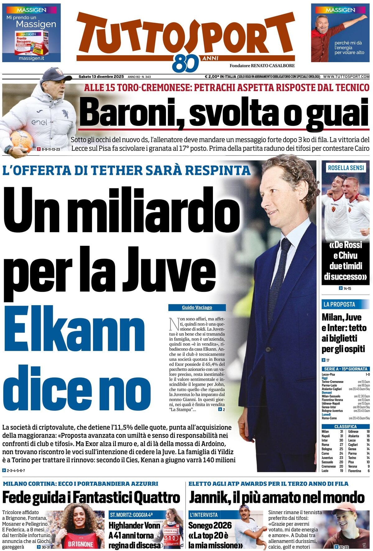 Tuttosport, prima pagina