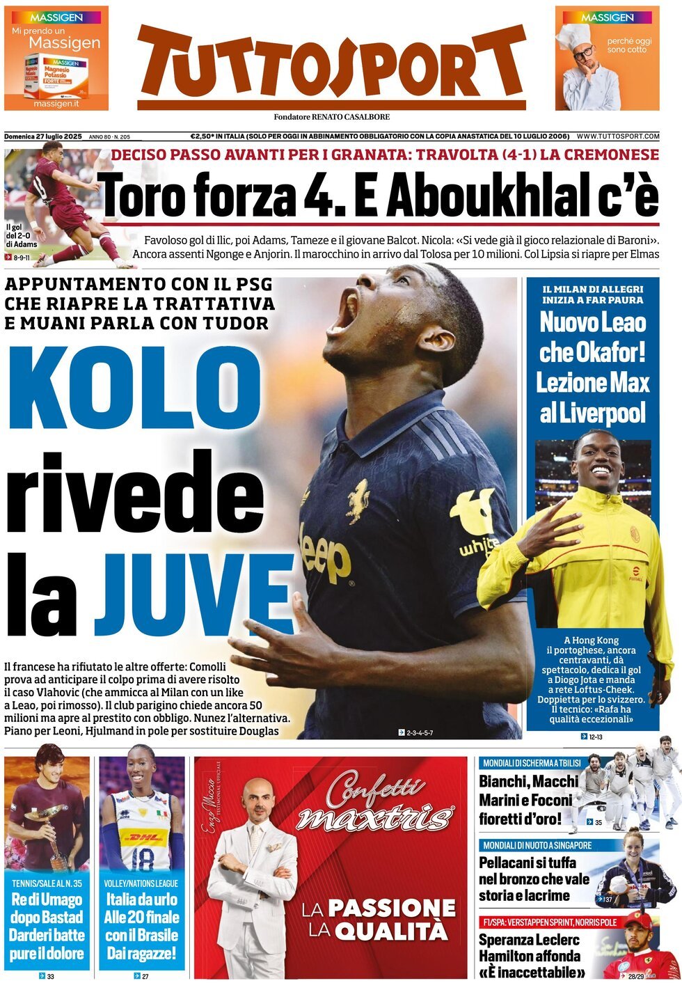 Tuttosport, prima pagina