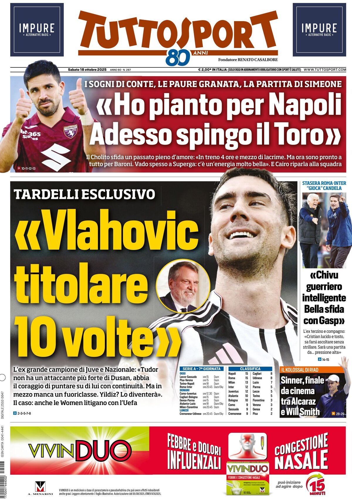 Tuttosport, prima pagina