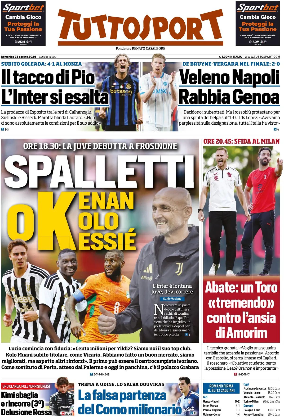 Tuttosport, prima pagina
