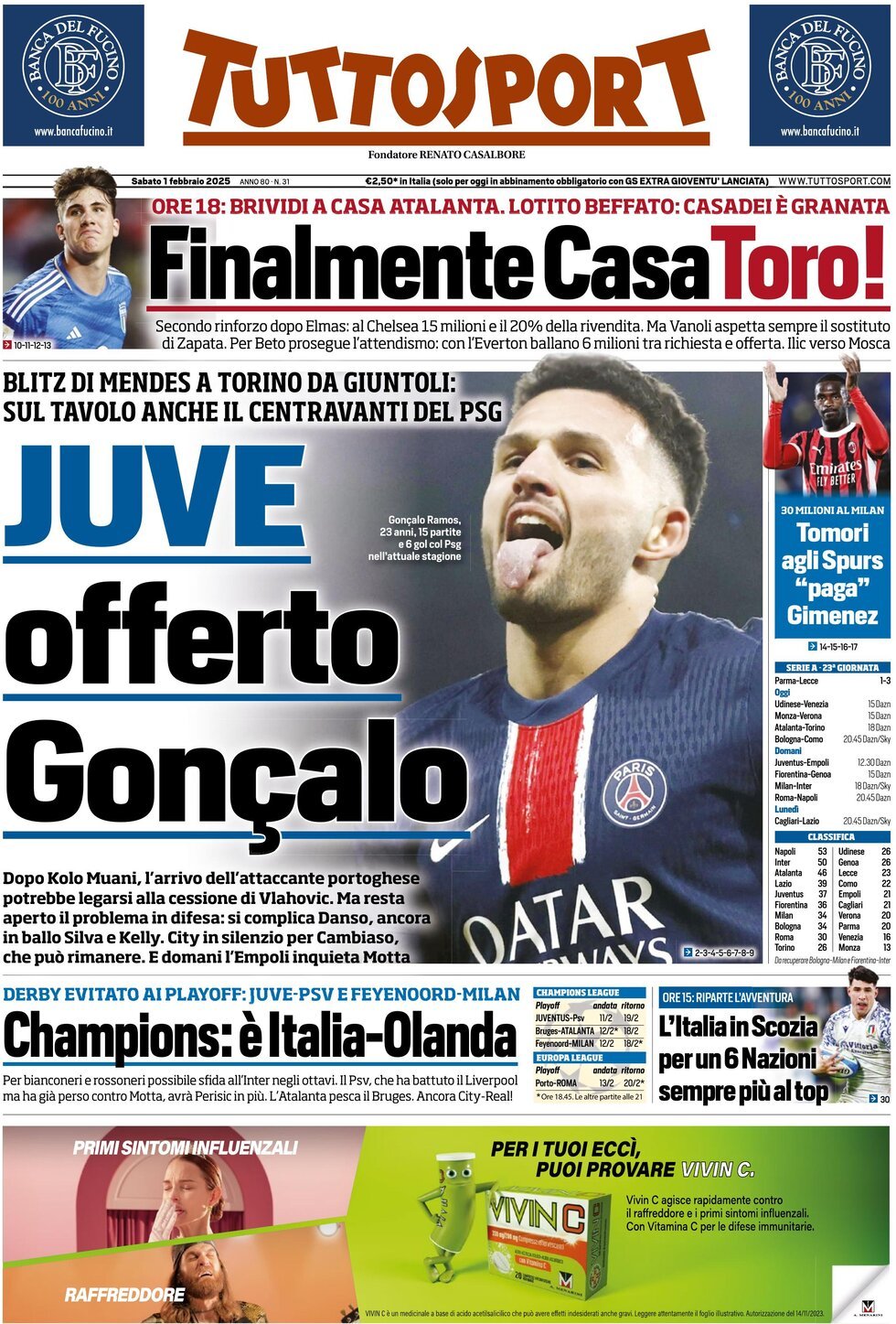 Tuttosport, prima pagina