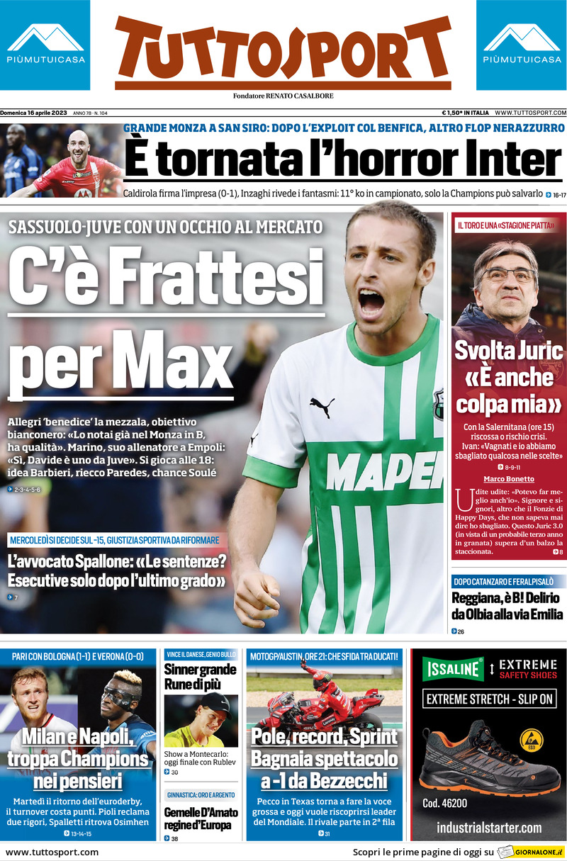 Tuttosport, prima pagina