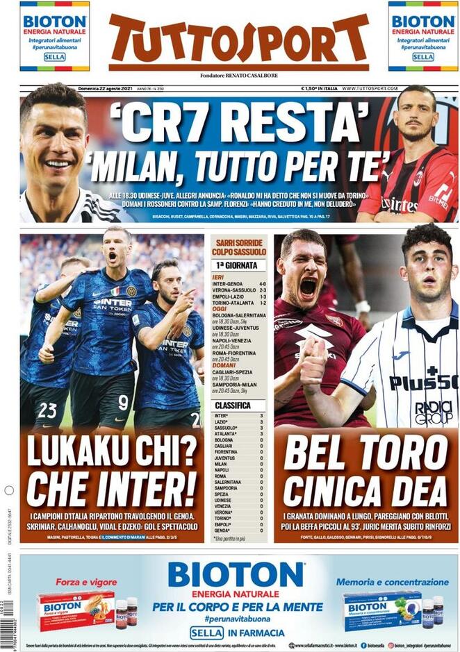 Prima Pagina «Tuttosport» | Giornali.it