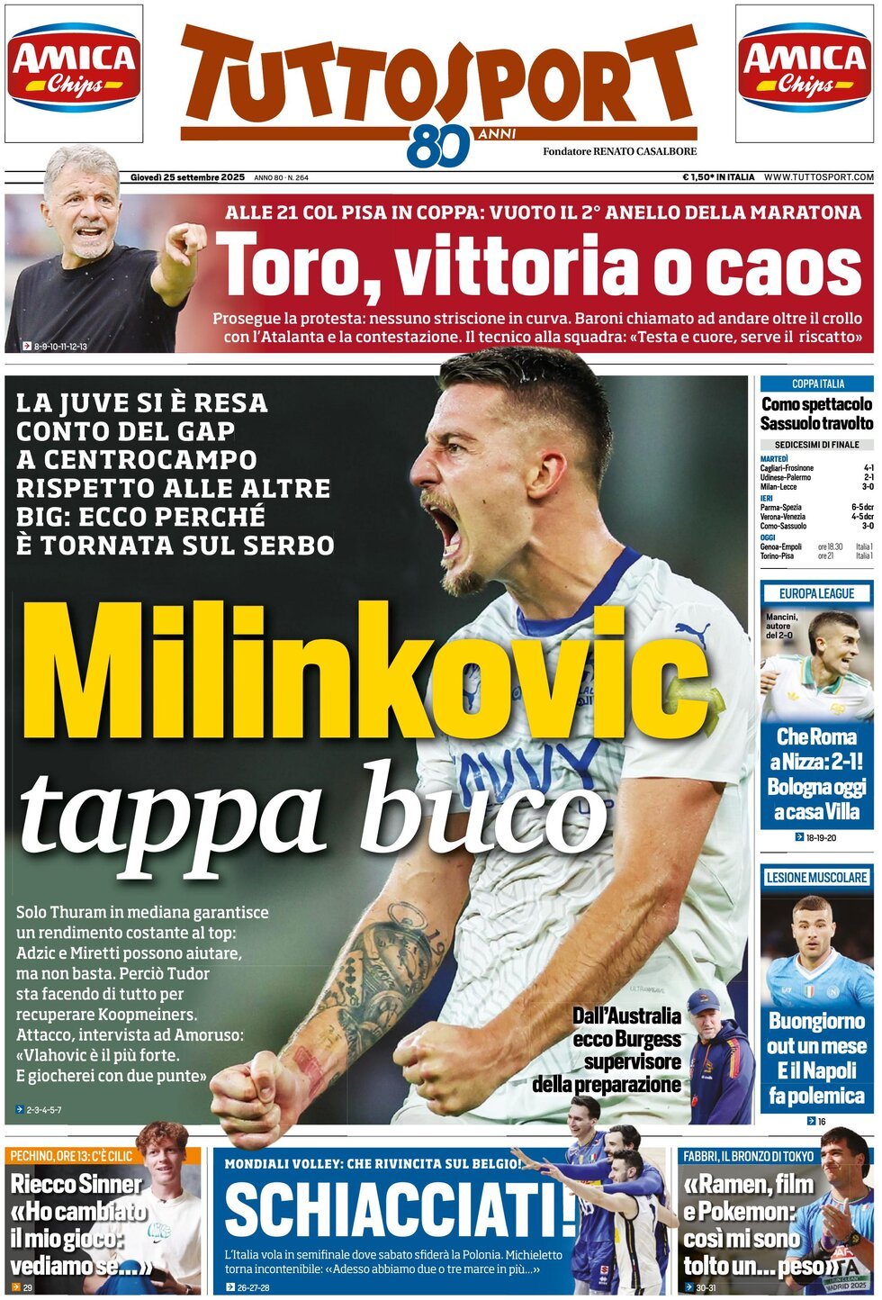 Tuttosport, prima pagina