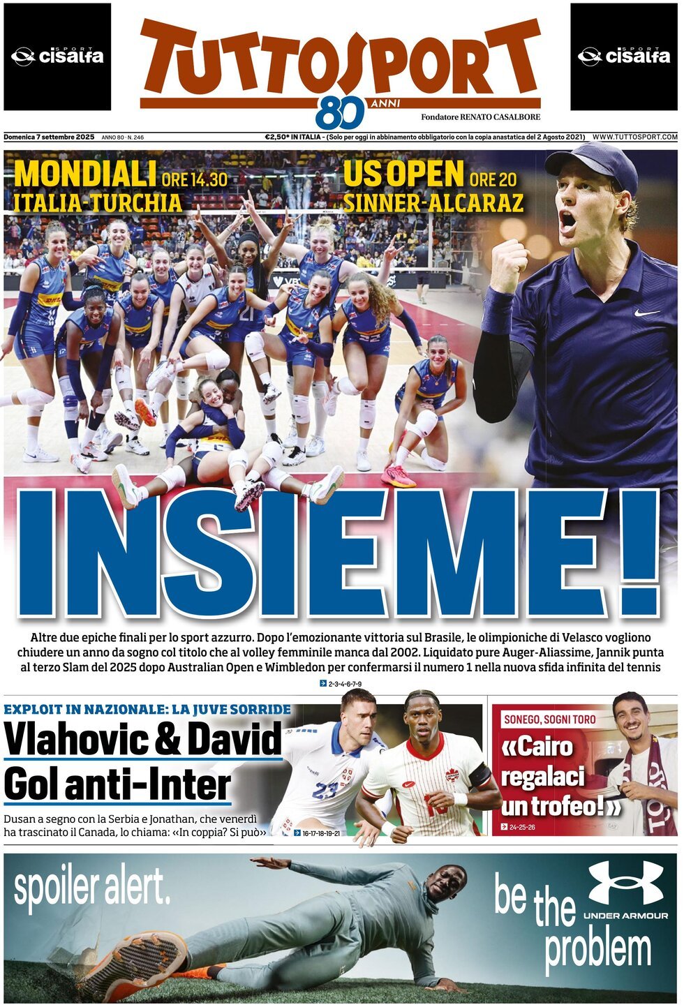 Tuttosport, prima pagina