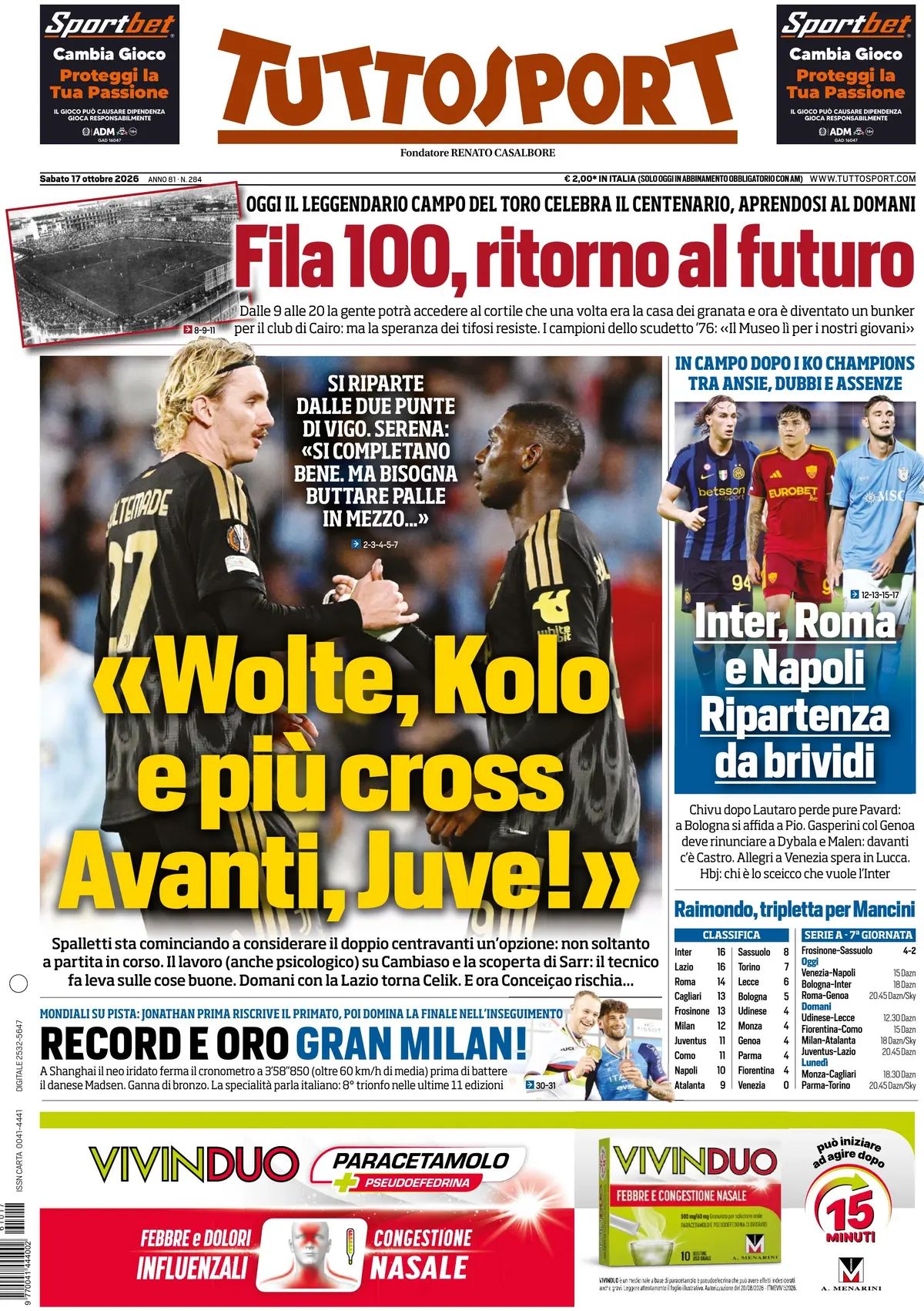 Tuttosport, prima pagina