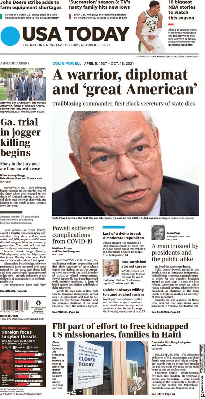Usa Today (USA), prima pagina