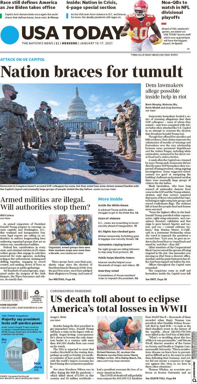 Usa Today (USA), prima pagina