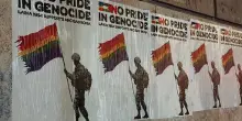 Laika in azione a sostegno di Arcigay Roma: “No pride in Genocide!”