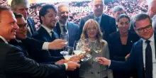 Vinitaly, Meloni a stand Veneto brinda con spumante Monti Lessini