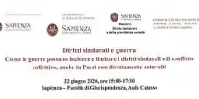 &rdquo;Diritti sindacali e guerra&rdquo;, luned&igrave; 22 seminario alla Sapienza di Roma
