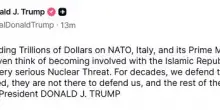 Trump: difeso Italia per decenni, ora non difende noi, non va bene