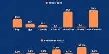Vino, Uiv: giacenze in cantina equivalenti a 6,2 mld di bottiglie