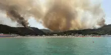 Gargano, incendio da Peschici alla baia: turisti evacuati via mare